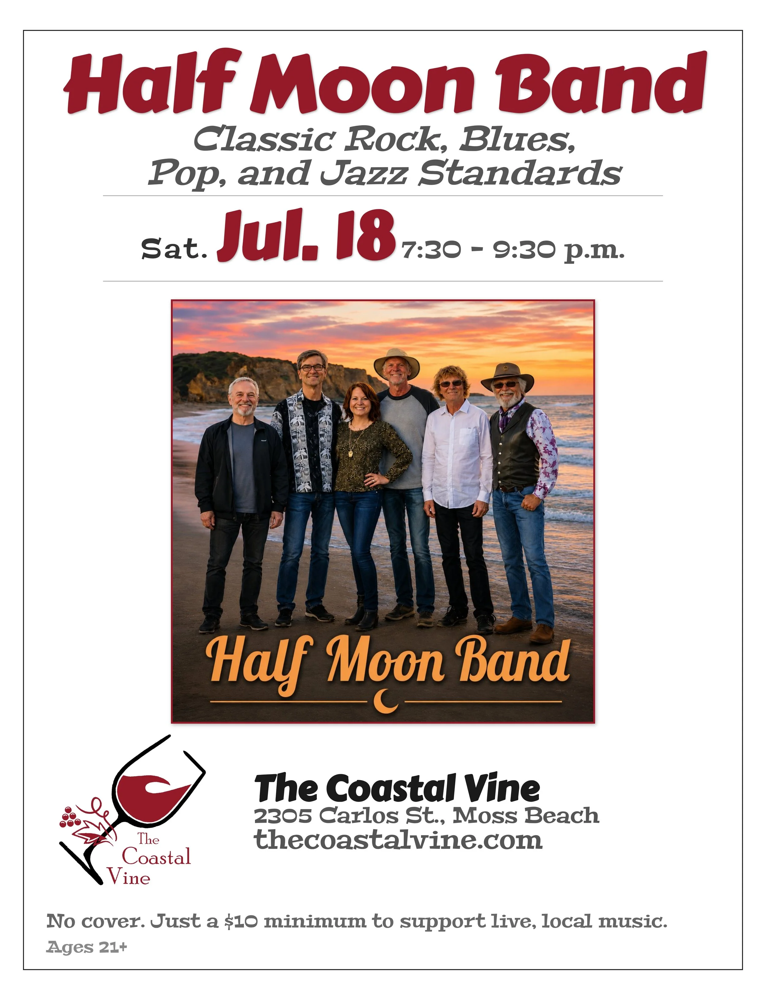 Live Music: The Half Moon Band! — Coastal Vine Live Music: The Half Moon Band! — Coastal Vine